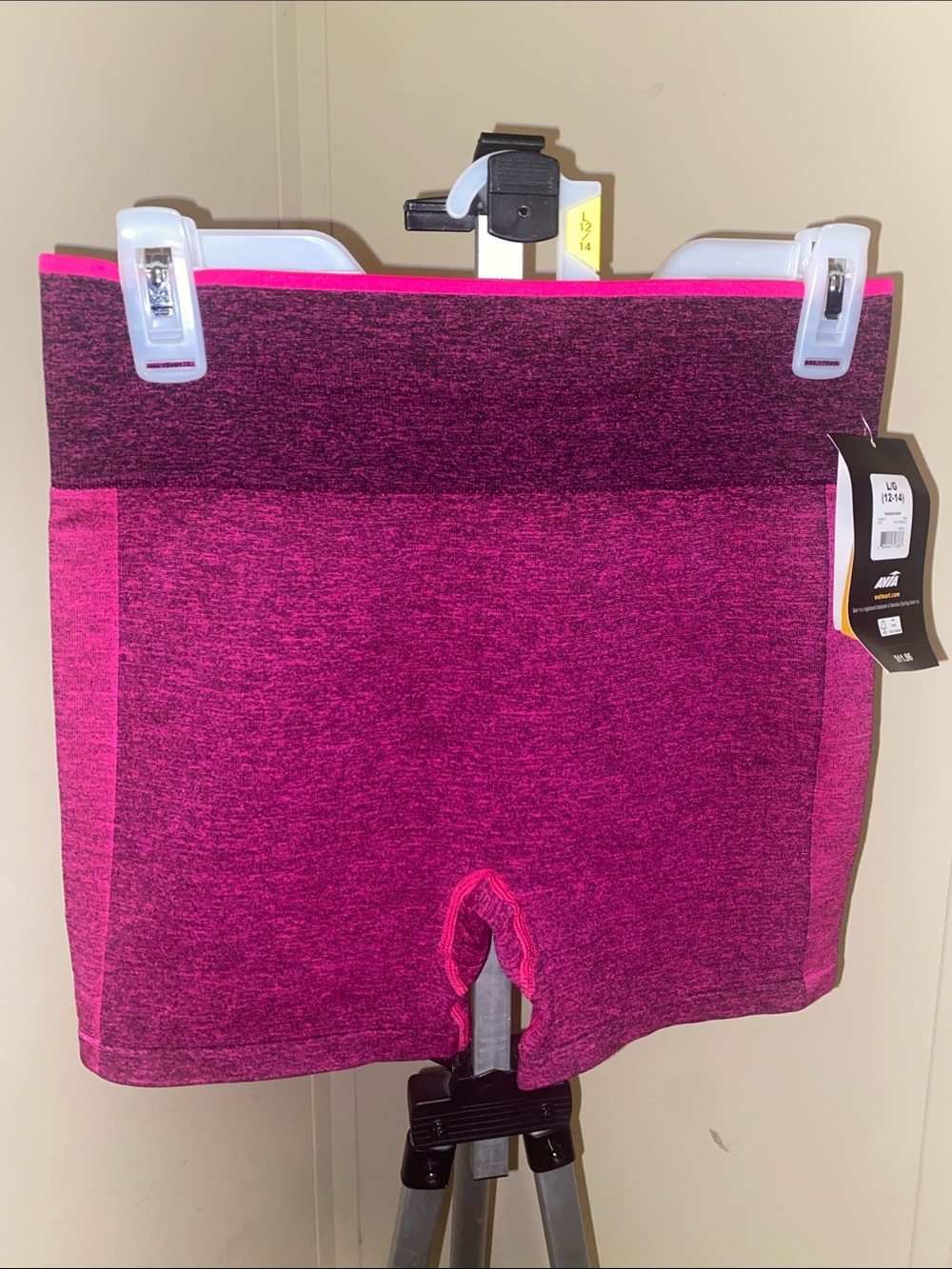 Avia Pink Heathered High-Rise Bike Shorts